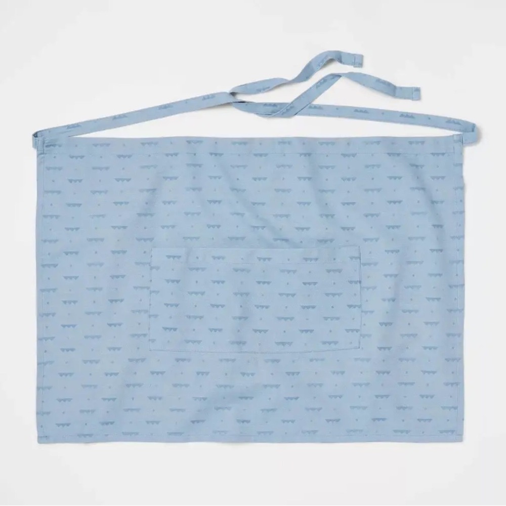 Threshold 100% Cotton Light Blue Pattern Half Apron 30" x 21"
